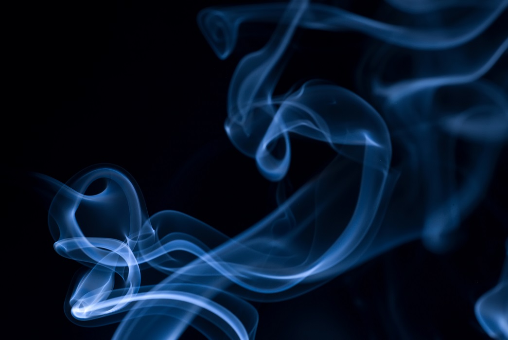 White smoke collection on black background Closeup of smoke.