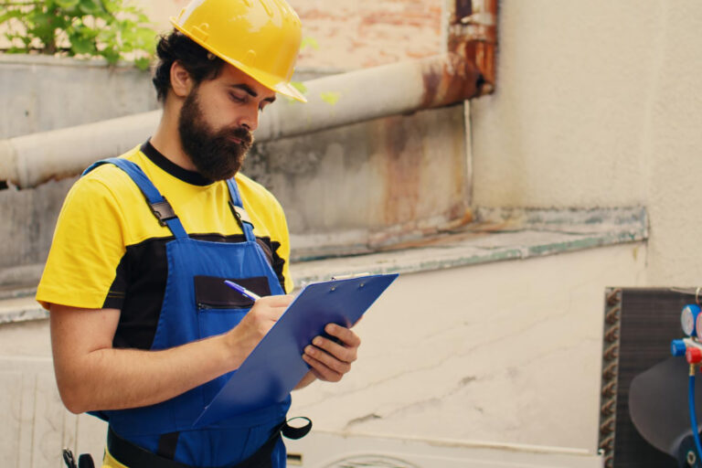 Technician preventing neglecting HVAC maintenance costs during seasonal tune-up