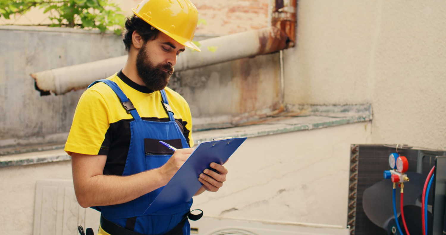 Technician preventing neglecting HVAC maintenance costs during seasonal tune-up