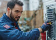 technician preparing HVAC system for winter in San Antonio"