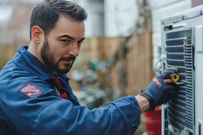 technician preparing HVAC system for winter in San Antonio"