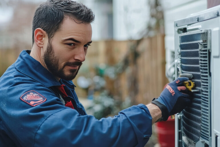 technician preparing HVAC system for winter in San Antonio"