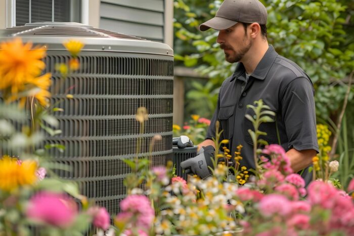 homeowner performing HVAC filter replacement in home air return vent