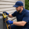 technician performing early AC maintenance on air conditioning unit