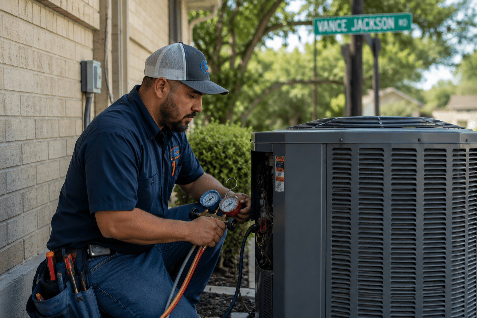image-ac-repair-tips-for-failing-thermostats ac repair inspection at a San Antonio area home