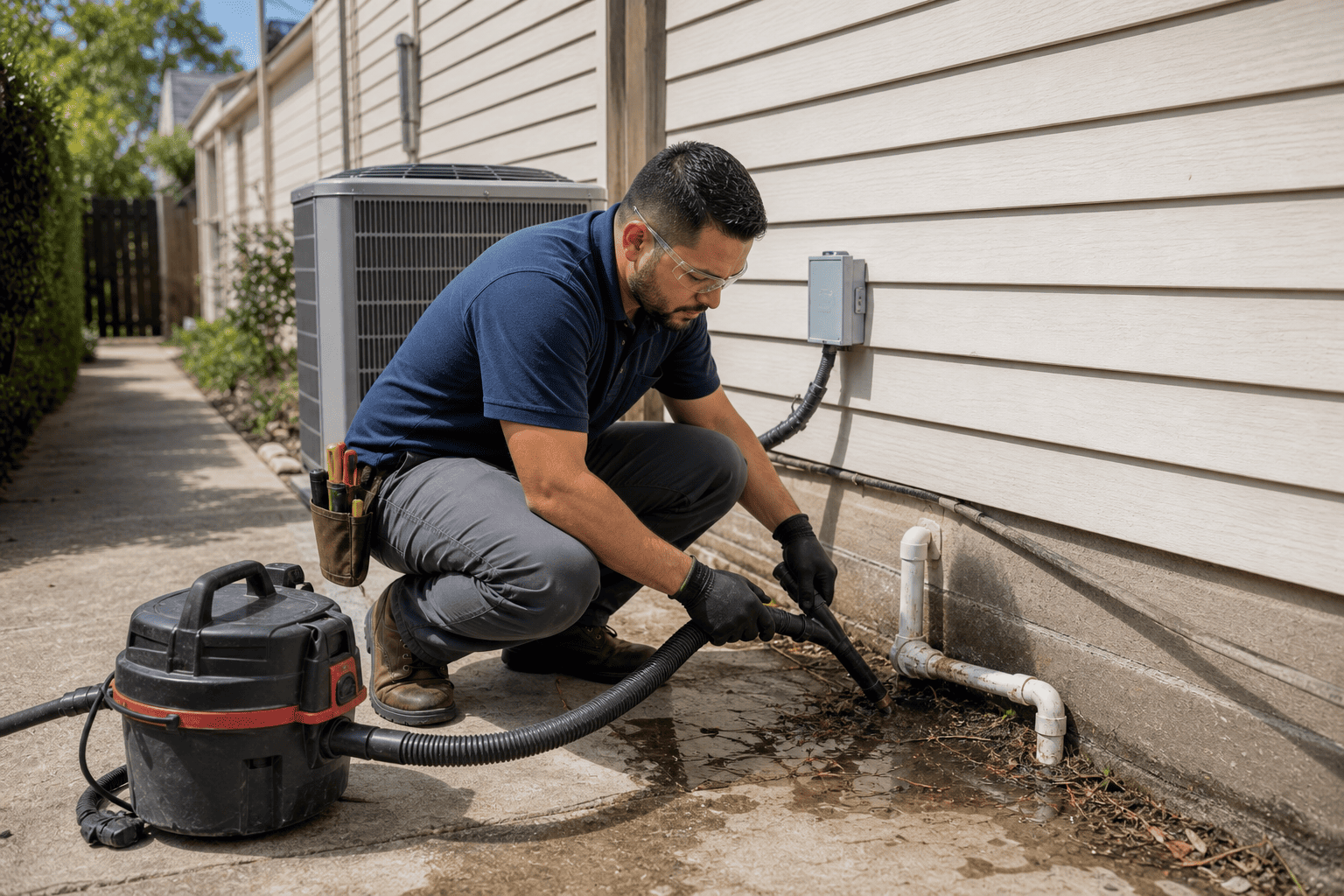 image-drain-line-west-central-07-21-2026 ac leak inspection at a San Antonio area home