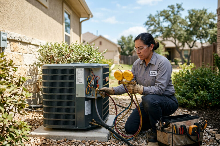 air conditioner leaking inspection at a San Antonio area home